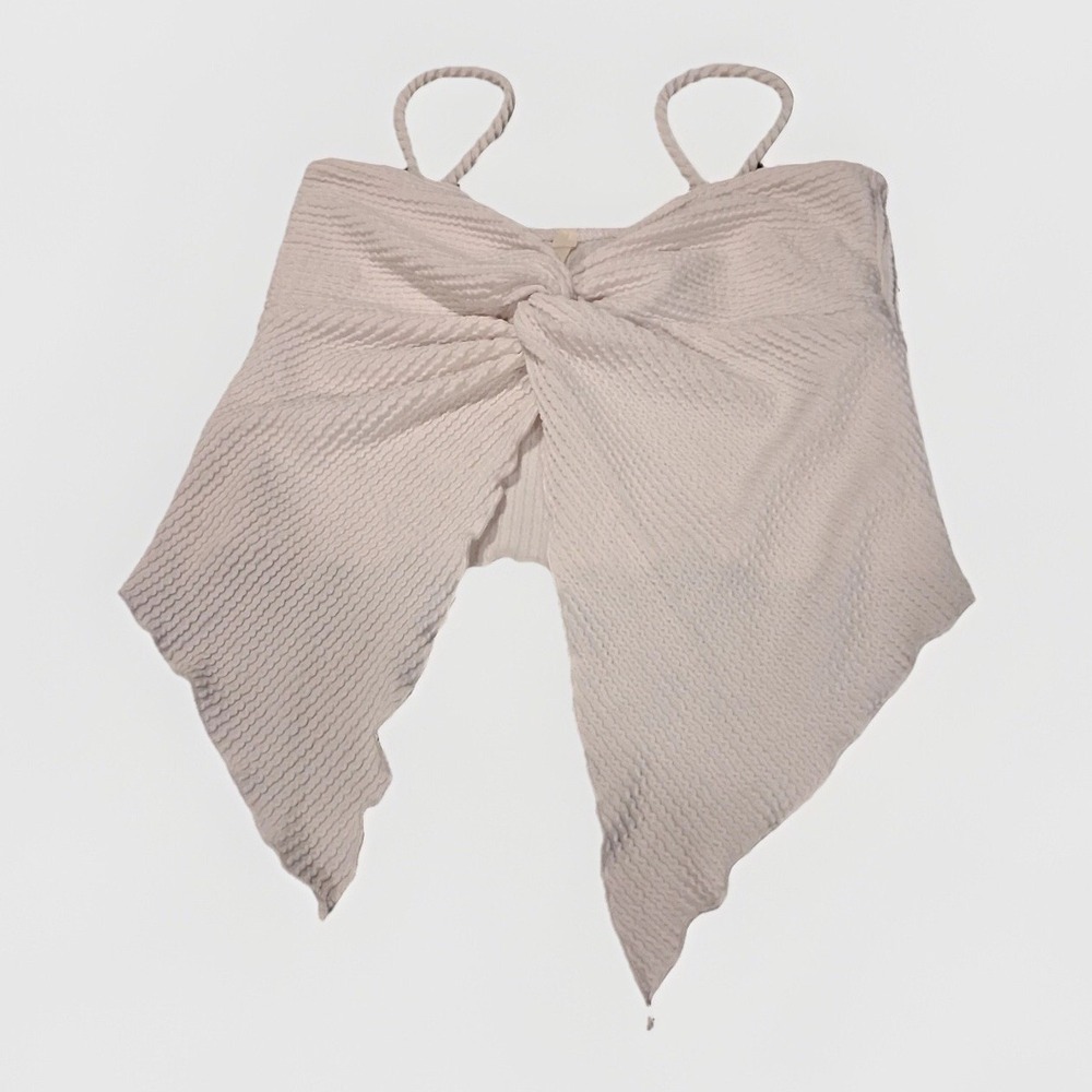Chocolate USA Ivory Popcorn Twist Front Handkerchief Hem Cami Top Small